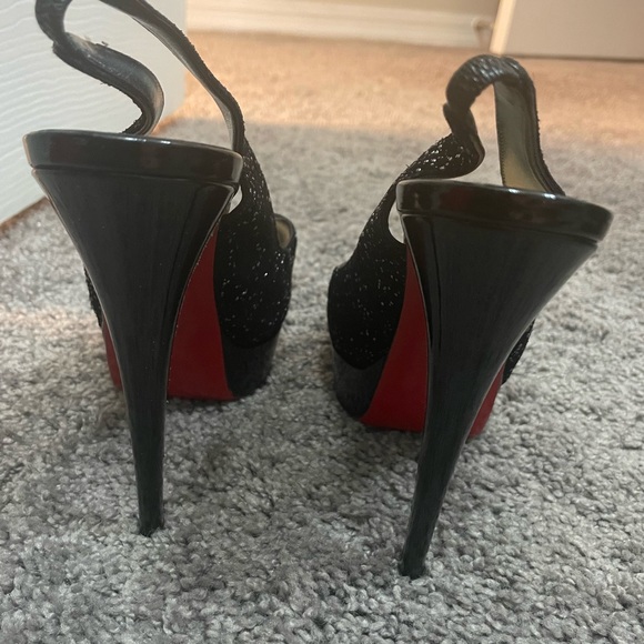 Louboutin sparkle sling back size 37 150mm - Picture 3 of 6